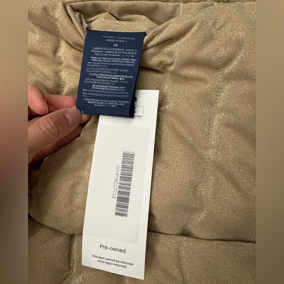 HERNO Gold-tone lurex short sleeve puffer jacket 42 - Picture 15 of 17